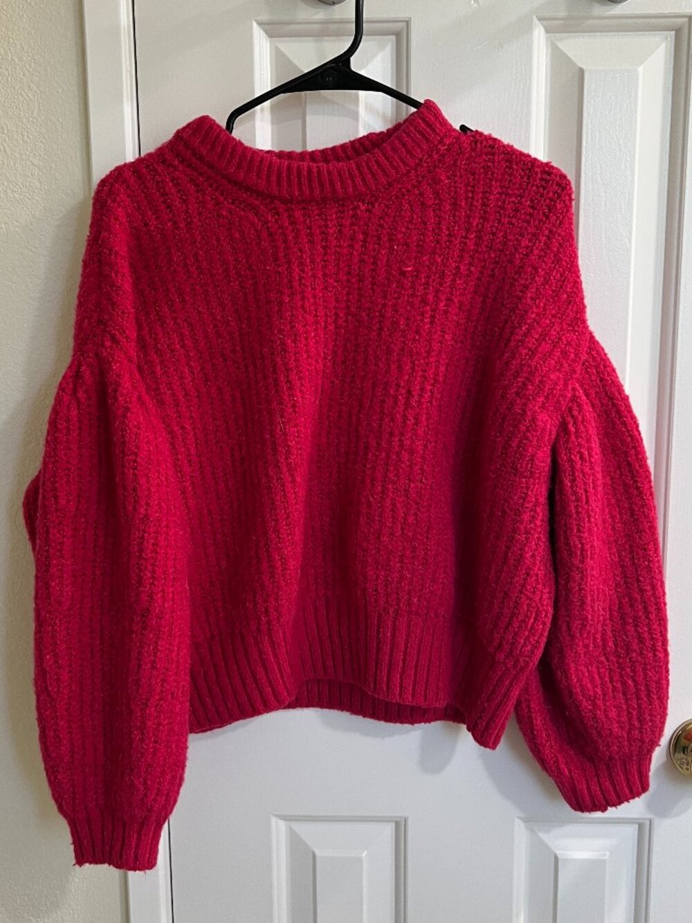 A New Day Women Hot Pink Fuchsia Oversized Thick Chunky Knit Sweater, Size S